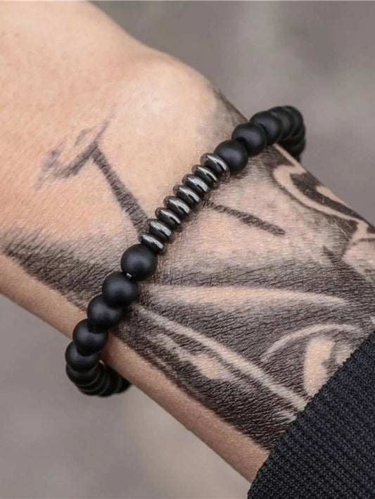 Black Men's Beaded Bracelet