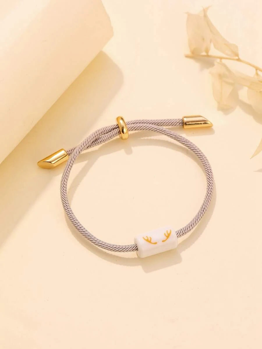 2-piece rope couples bracelet with gold detail