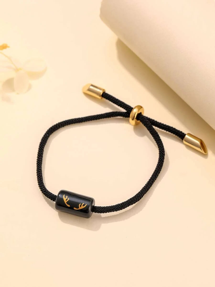 2-piece rope couples bracelet with gold detail