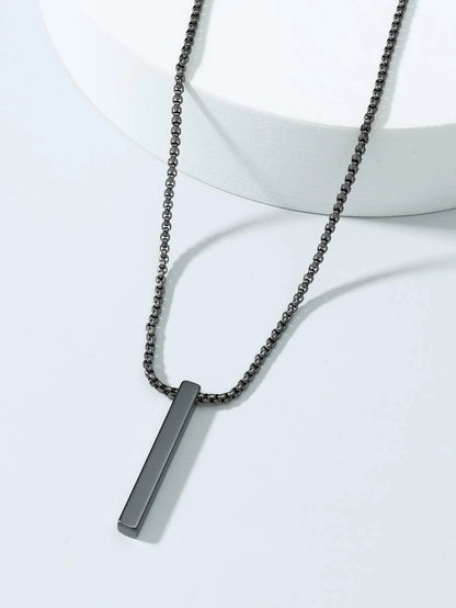 Stainless steel rectangle men's necklace