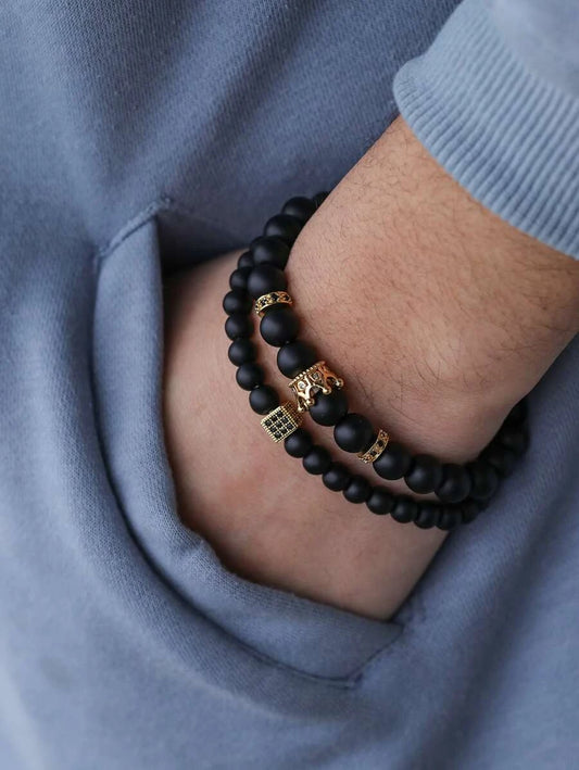 2 piece bracelet with men's bead