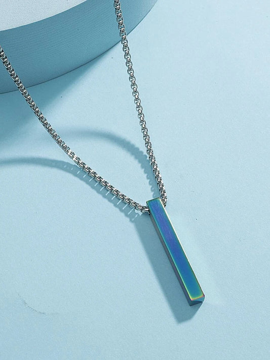 Necklaces for men with blue rectangle pendant