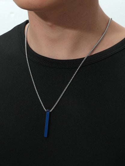 Blue Geometric Pendant Necklace