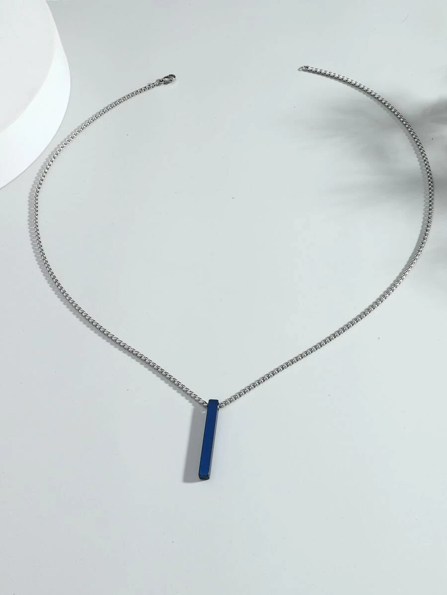 Blue Geometric Pendant Necklace