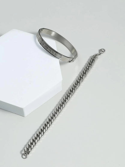 Roman Numeral Chain &amp; Bangle Bracelet