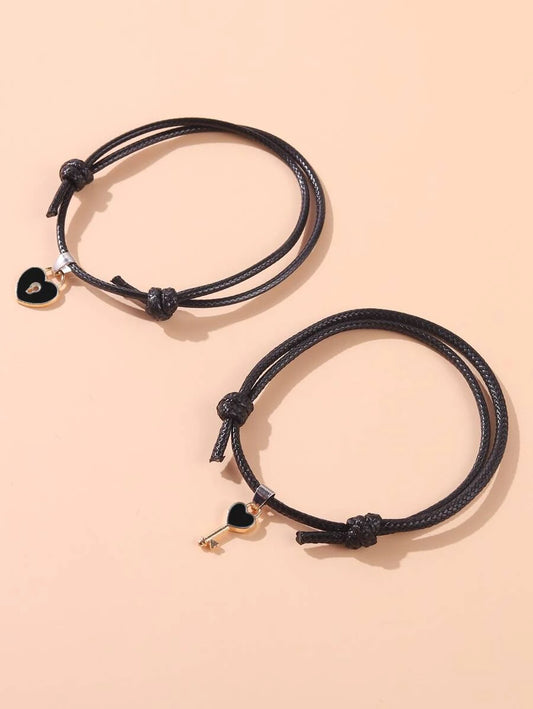 Couple bracelet with key &amp; heart accessory