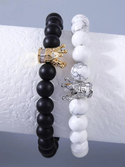 2-piece bracelet with crown design bead