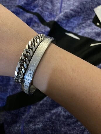 Roman Numeral Chain &amp; Bangle Bracelet