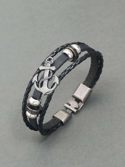 Black Anchor Design Bracelet