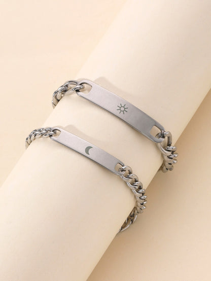 Couple bracelet with geometric design 2 pieces