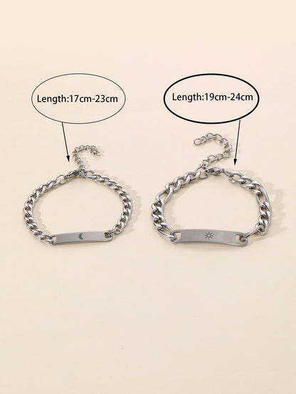 Couple bracelet with geometric design 2 pieces