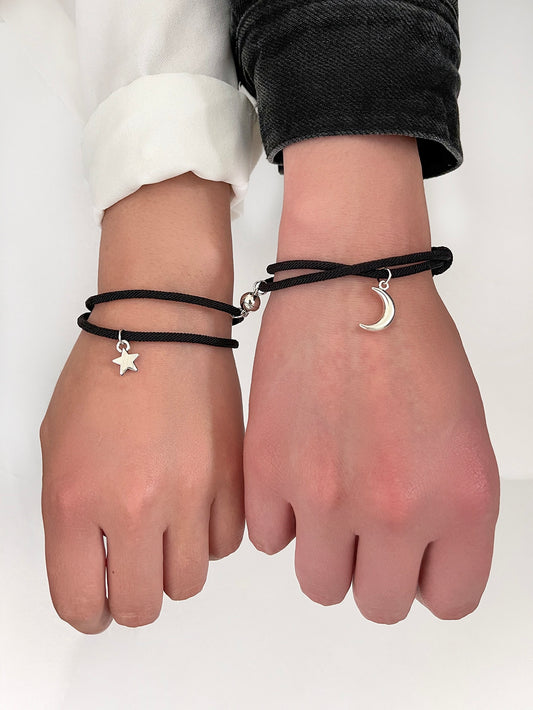 Bracelets for couples with moon and star detail