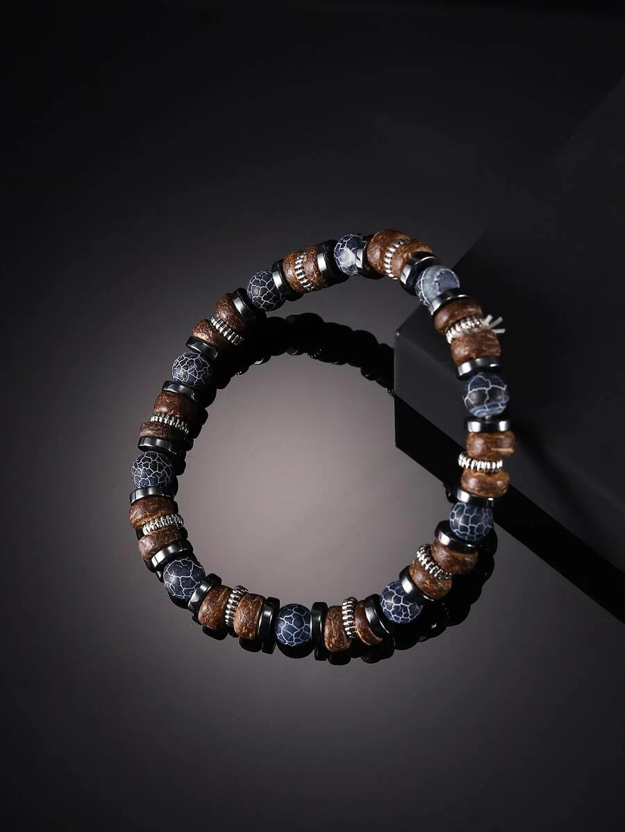 Pulsera cristal con diseño de cuenta en madera