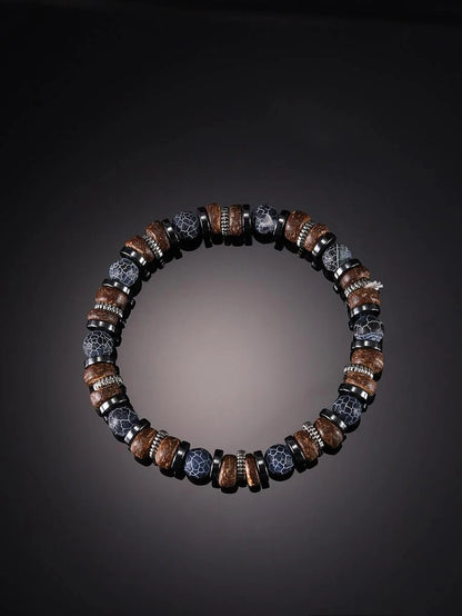 Pulsera cristal con diseño de cuenta en madera