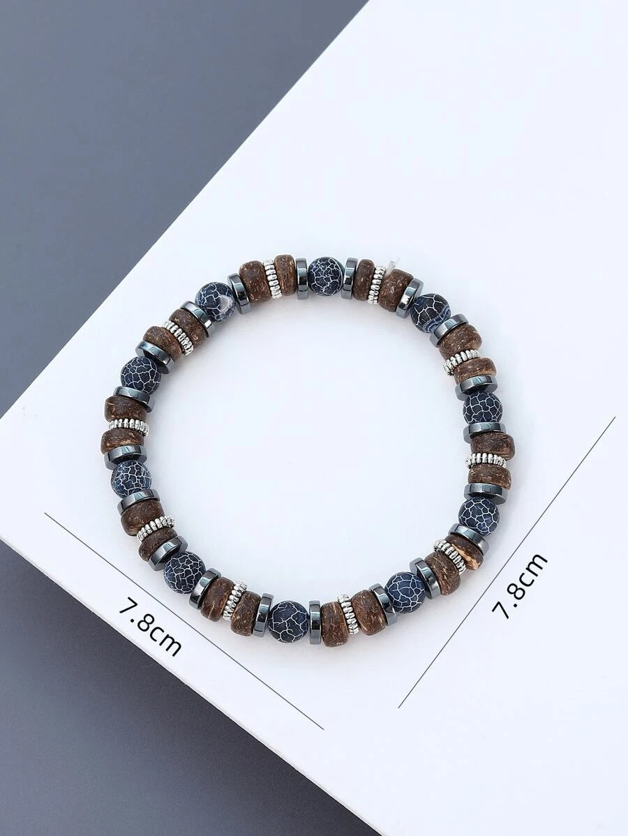 Pulsera cristal con diseño de cuenta en madera