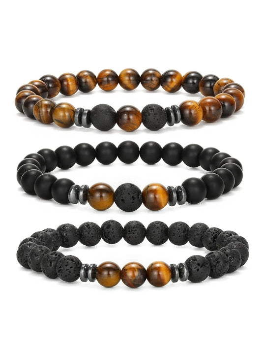 3-piece bracelet with stone bead