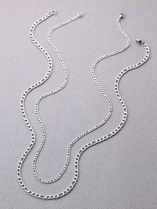 2 Pieces Chain Design Layered Necklace