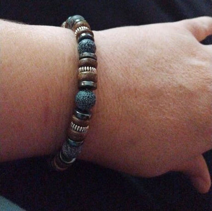 Pulsera cristal con diseño de cuenta en madera
