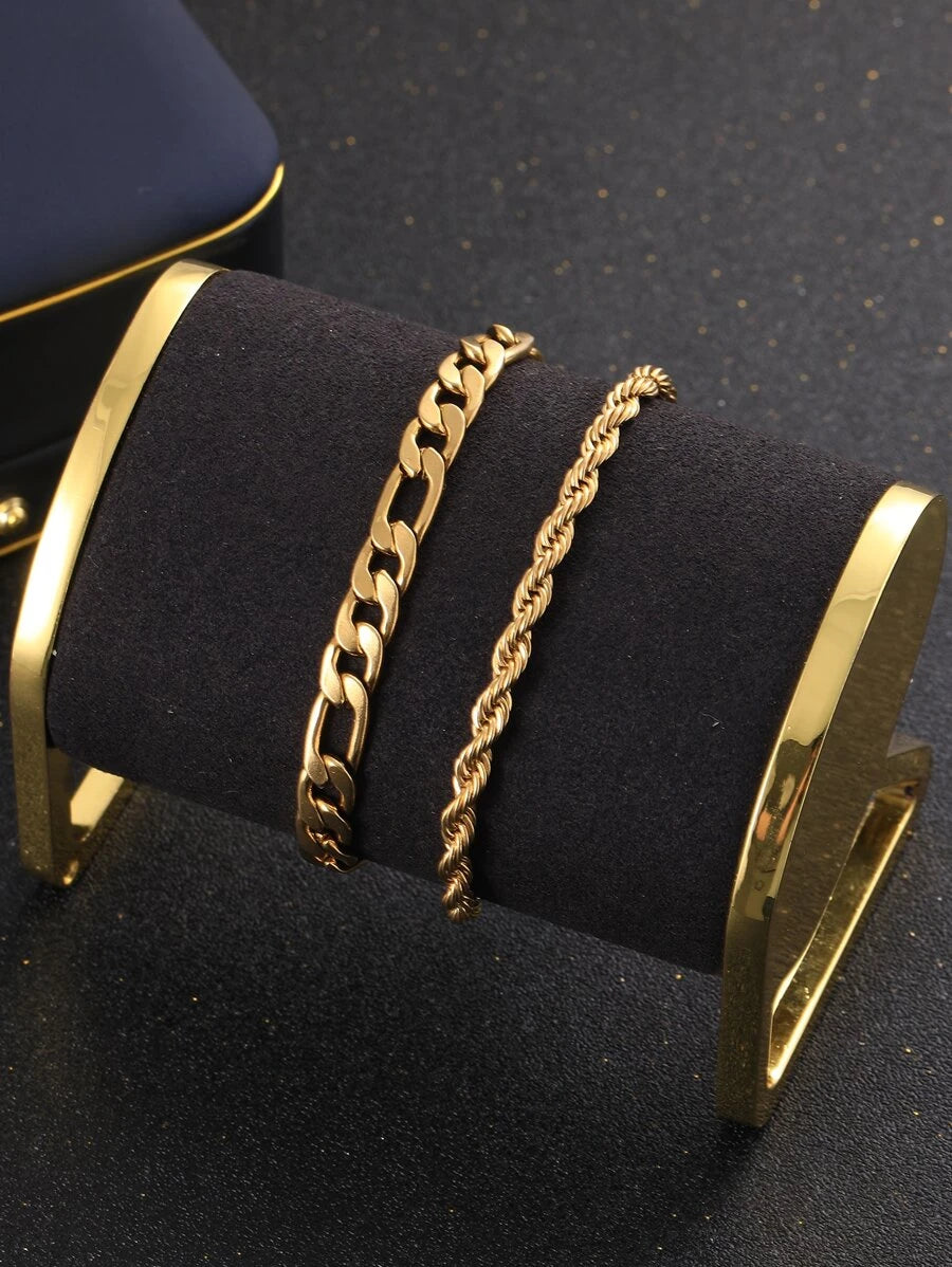 Minimalist 2-piece stainless steel bracelet