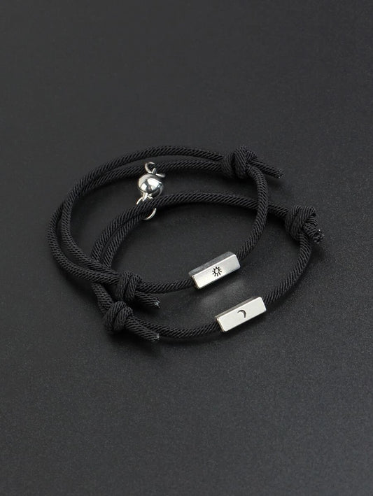 Pulsera para parejas sol & luna negra