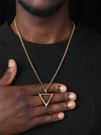 Gold triangle pendant necklace L Homme Men s Fashion