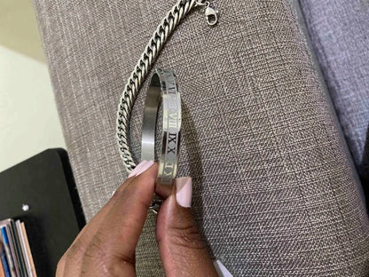 Roman Numeral Chain &amp; Bangle Bracelet