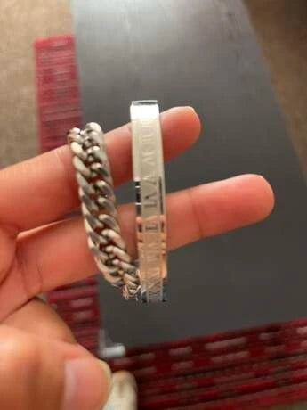 Roman Numeral Chain &amp; Bangle Bracelet