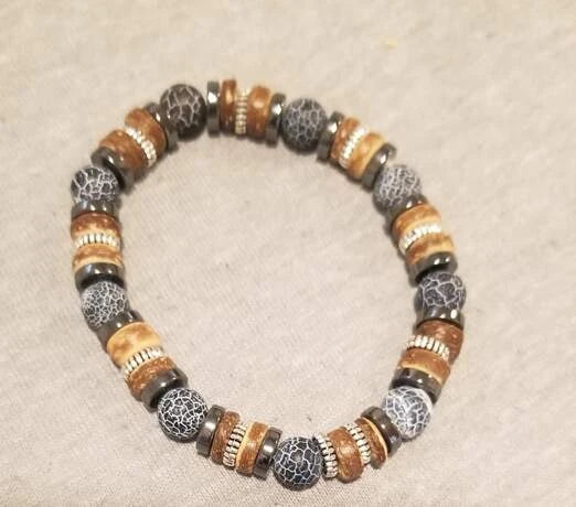Pulsera cristal con diseño de cuenta en madera
