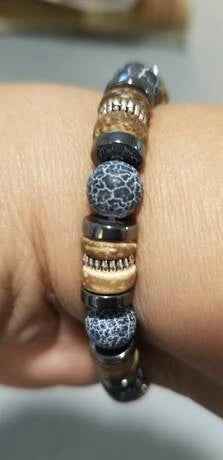 Pulsera cristal con diseño de cuenta en madera