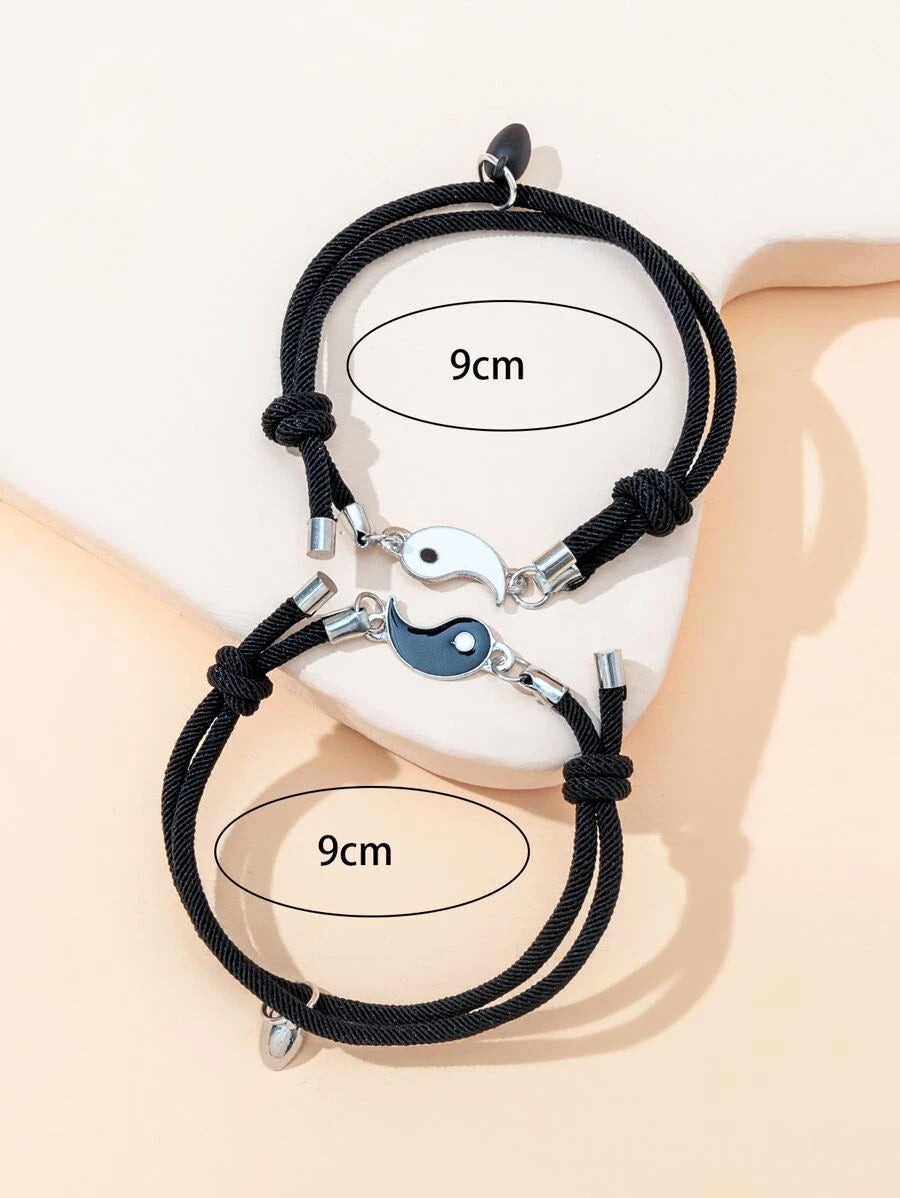 Pulsera para parejas con diseño de Yin y Yang magnético con corazón