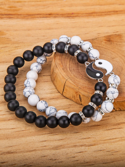 Pulsera con cuenta con diseño de Yin y Yang 2 piezas