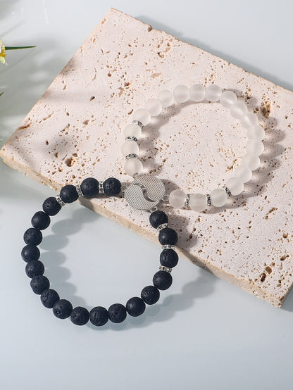 Pulsera con cuenta con diseño de Yin y Yang 2 piezas