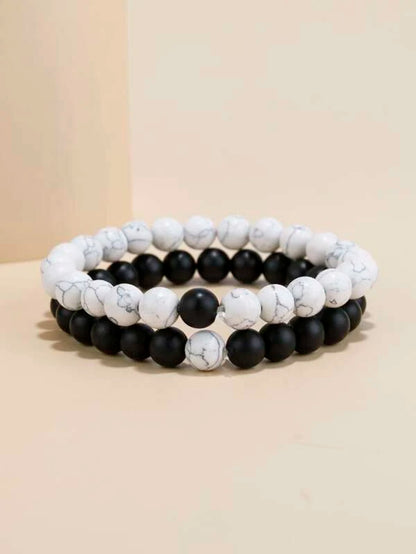 Bracelet Set 2 Pieces White and Black