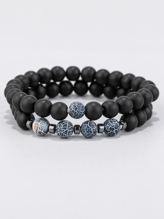 2 pieces men's bracelet with bead