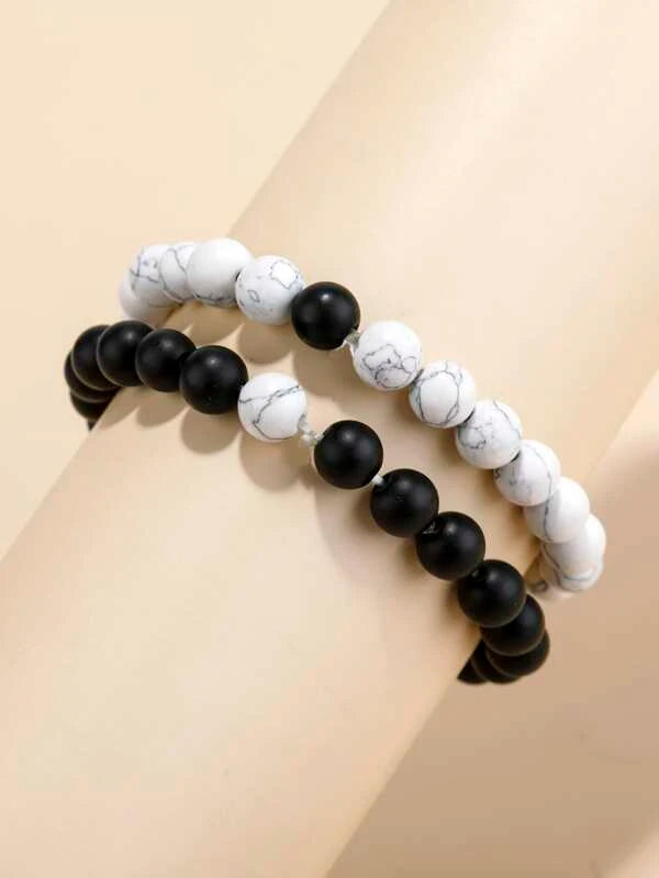 Bracelet Set 2 Pieces White and Black