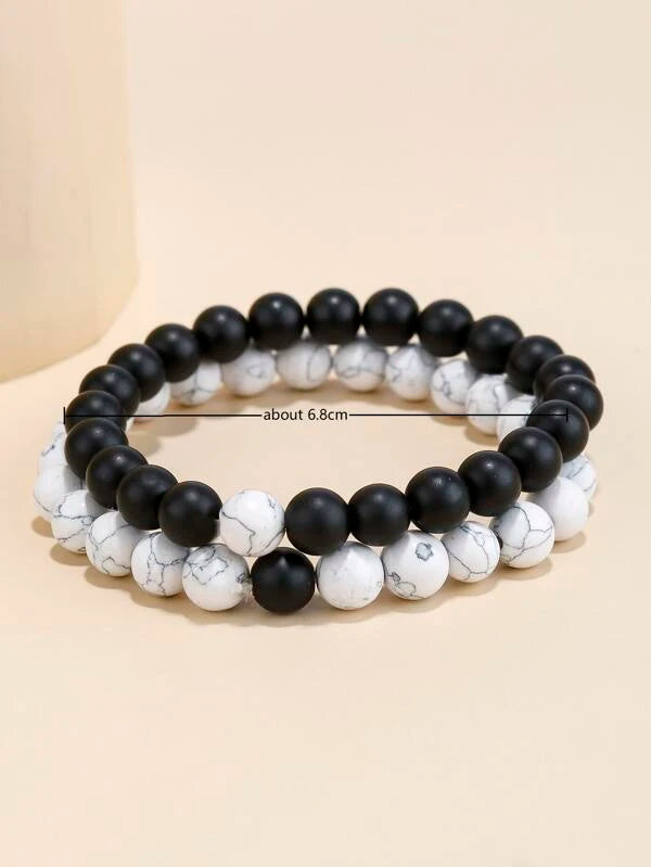 Bracelet Set 2 Pieces White and Black