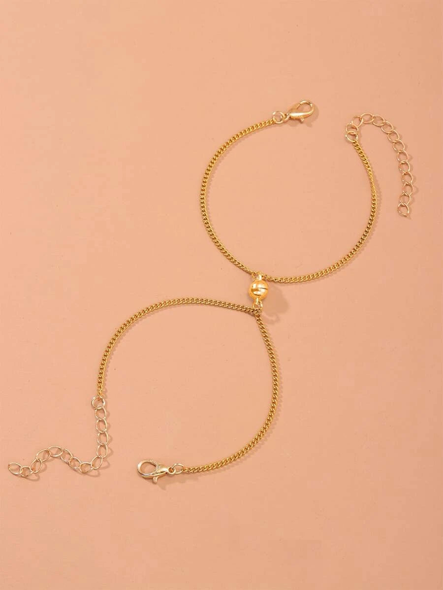 Minimalist golden magnetic couples bracelet