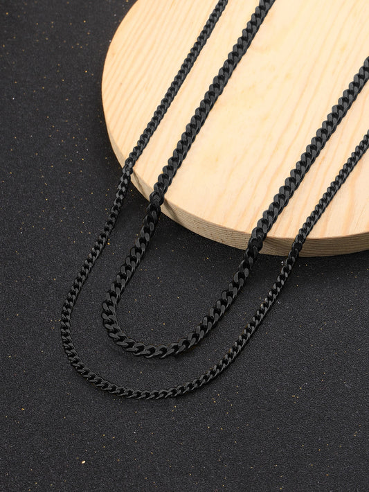 Black Minimalist Chain Necklace 2 Pieces