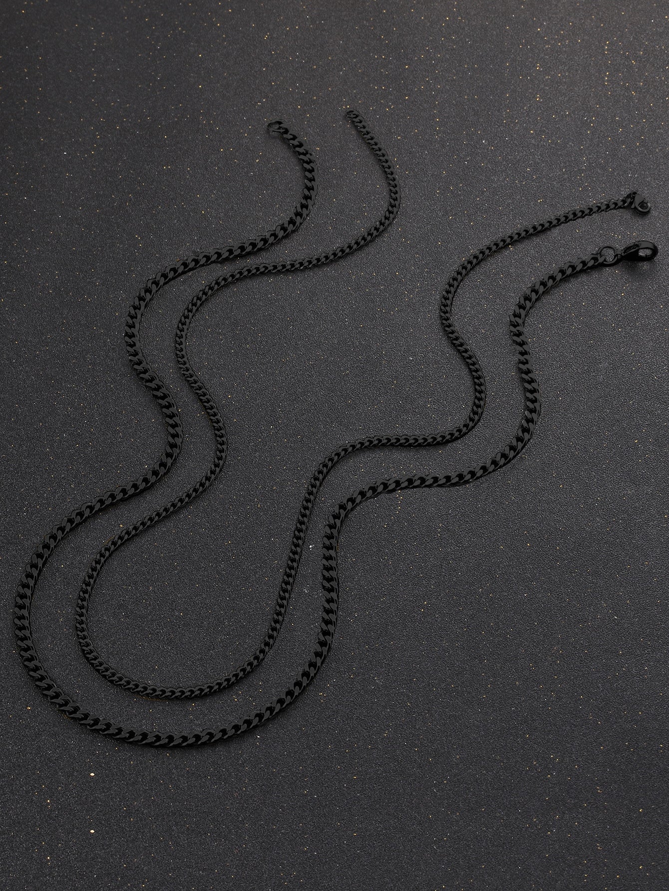 Black Minimalist Chain Necklace 2 Pieces