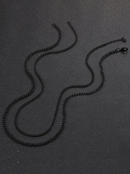 Black Minimalist Chain Necklace 2 Pieces