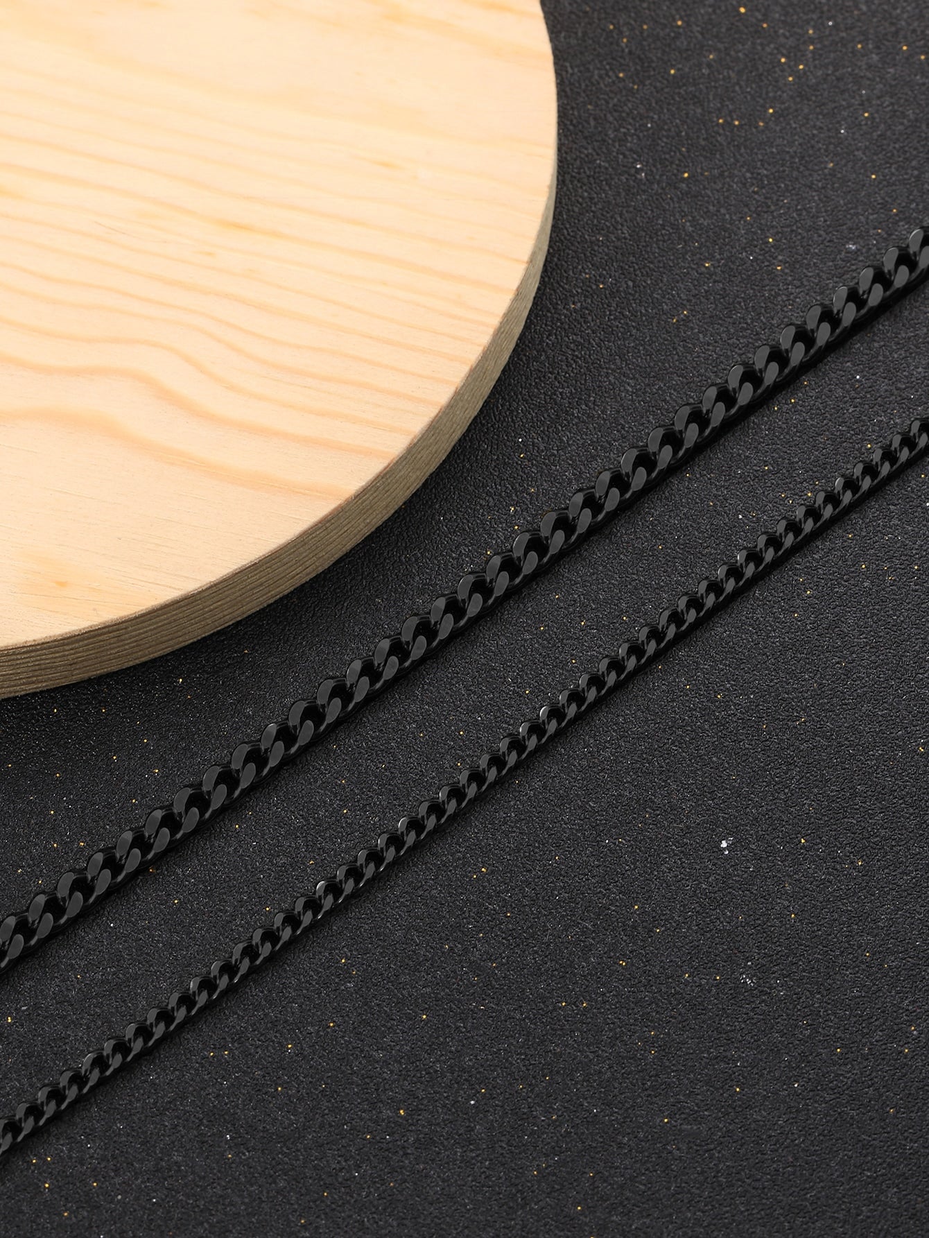 Black Minimalist Chain Necklace 2 Pieces