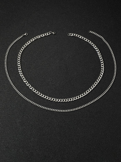 Minimalist chain necklace 2 pieces