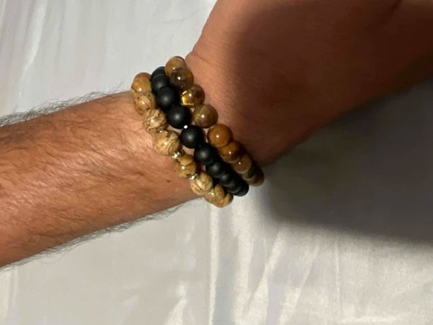 3 piece bracelet with men's bead