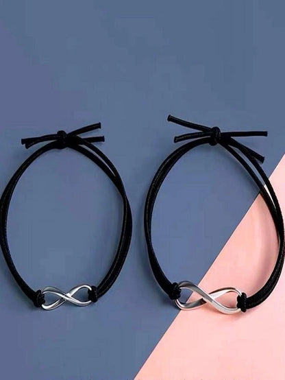 Infinity symbol couples bracelet 2 pieces black