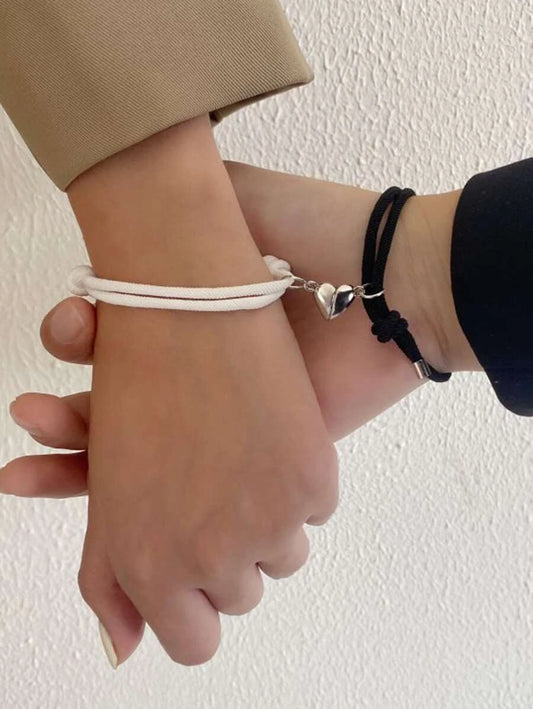 Pulsera para parejas magnético con accesorio de corazón