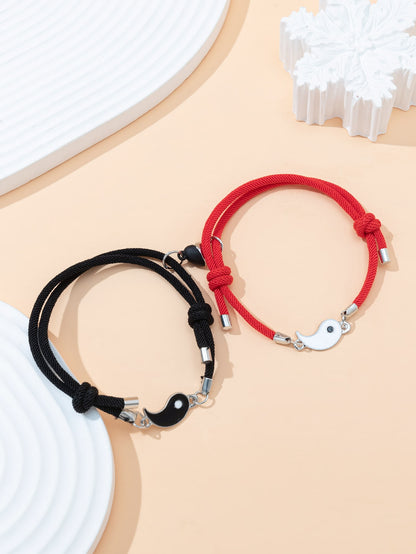 Red and Black Yin and Yang Design Bracelet