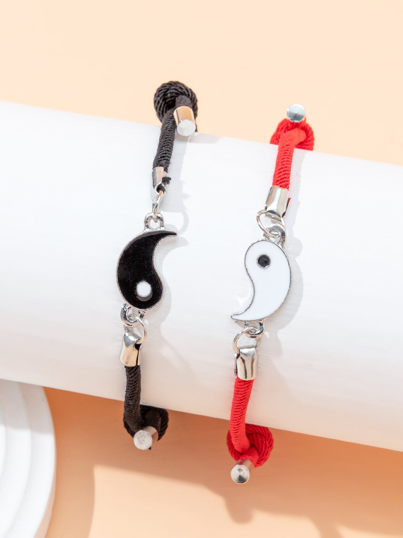 Red and Black Yin and Yang Design Bracelet